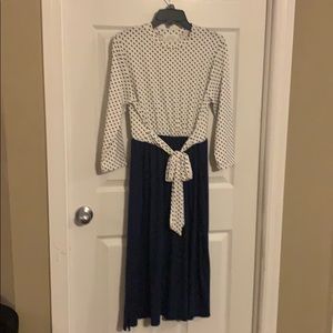 Polka dot tie waist midi dress